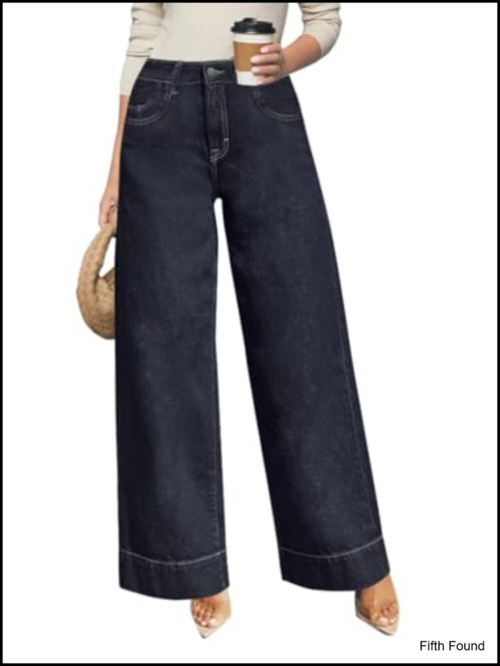 Wide Leg High Waisted Stretchy Denim Jeans Tummy Control